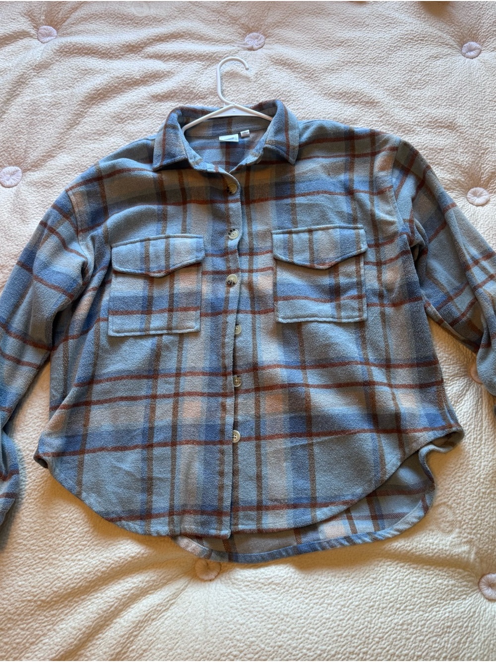 Ford Light Blue and Brown Plaid Shirt Jacket